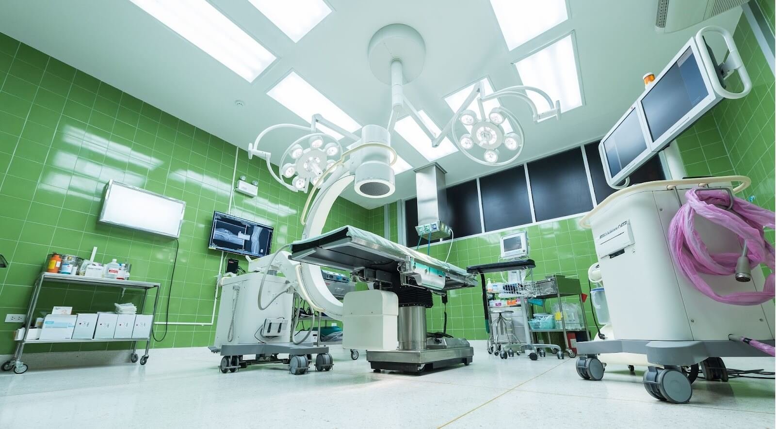 White flooring in a medical office.