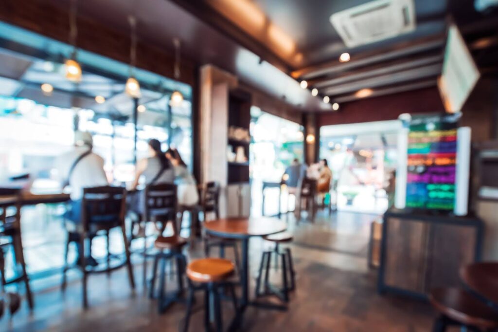 Hardwood flooring in a café